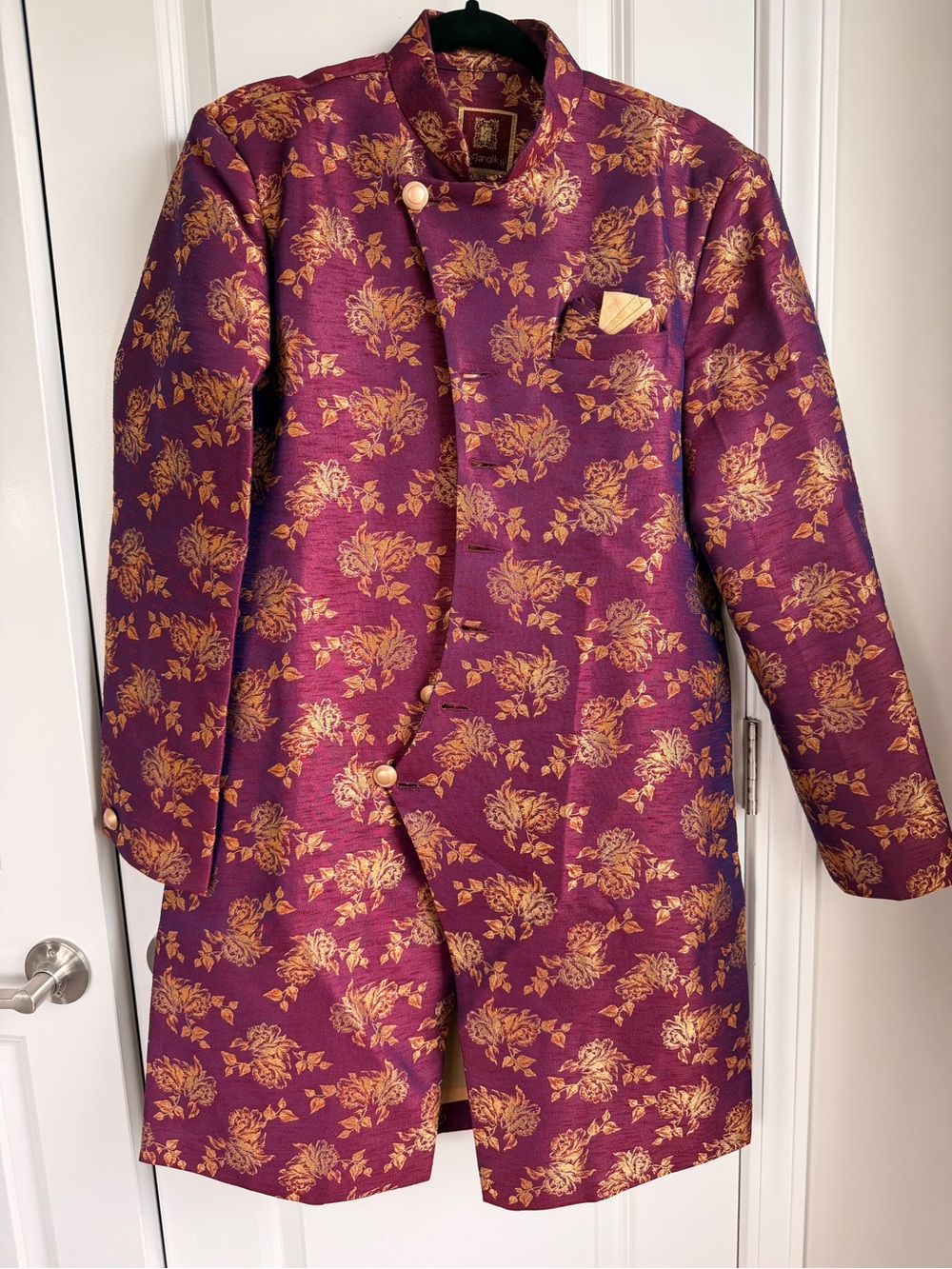 Purple & Gold Brocade Long Sherwani